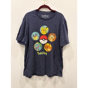 Pokémon 2016 XL Navy Graphic shirt Pikachu Squirtle Charmander Meowth Bulbasaur